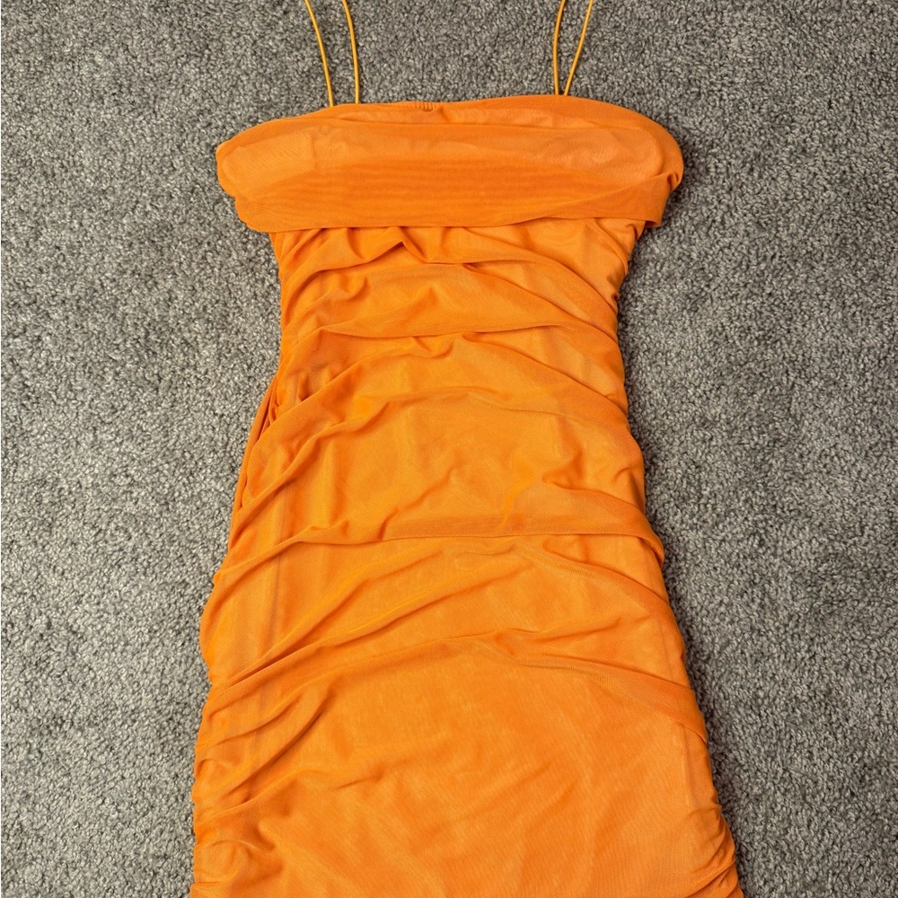 CBR Vibrant Orange Strapless Dress